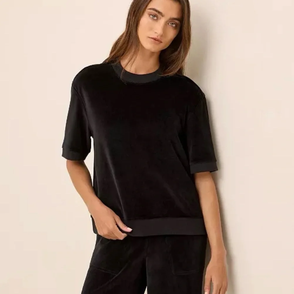Pact Organic Velvet Wide-Leg Pants Set in Black Medium NWT - Picture 3 of 6